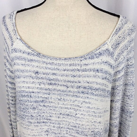 Gap Sweater Womens Size Large Blue White Marled Raglan 3/4 Sleeve - Picture 5 of 9